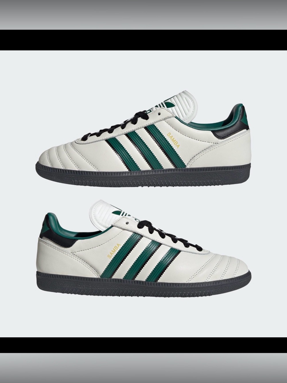 Adidas Samba JP White Green Black Leather Sneakers Unisex Size 5.5 / Size 7 (W) - Picture 2 of 6